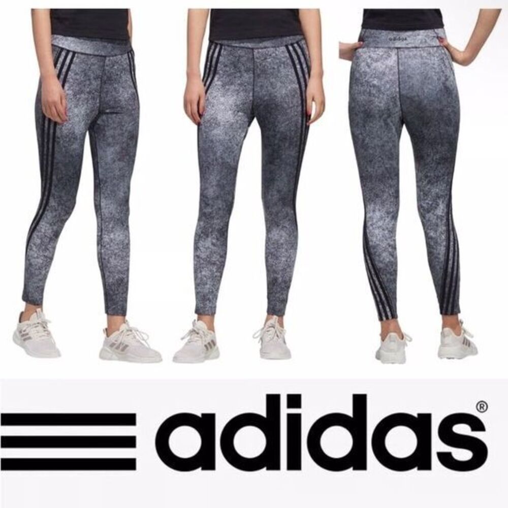 Adidas Feel Brilliant‎ Leggings L Purple Yellow Stretch Trainer Athletic Pull On